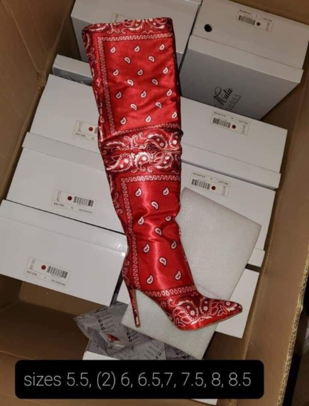 Red bandana thigh high boots sale